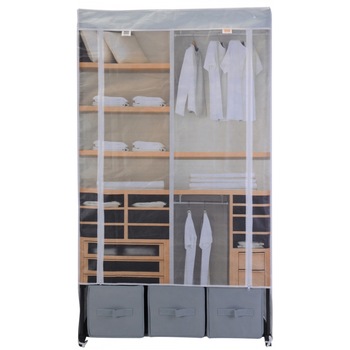 Dulap textil cu structura metalica, H160cm x L88cm x A50cm, model sifonier Dulap textil cu structura metalica, H160cm x L88cm x A50cm, model sifonier