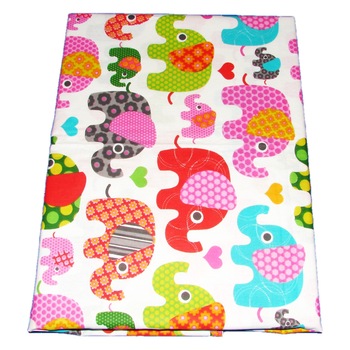 Lenjerie patut cu elefanti, multicolor, 3 piese, 120x60 cm Lenjerie patut cu elefanti, multicolor, 3 piese, 120x60 cm