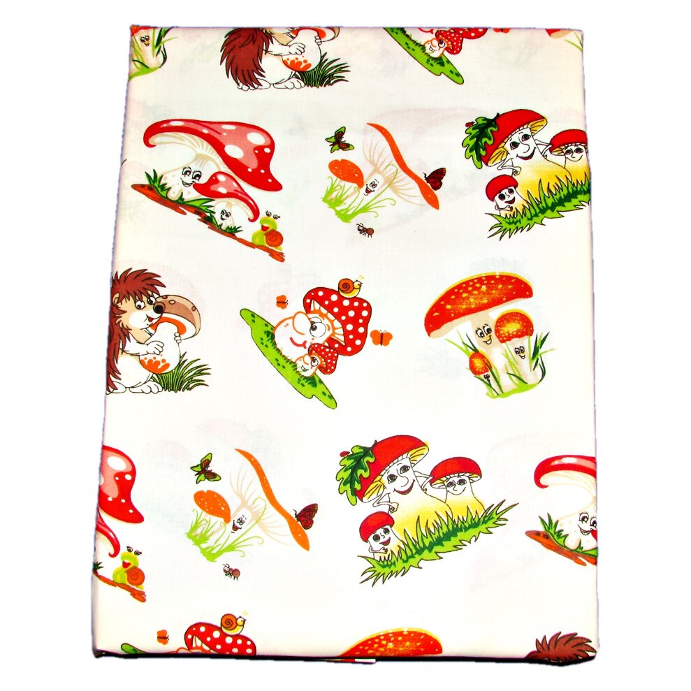 Lenjerie patut cu ciupercute si arici, multicolor, 3 piese, 120x60 cm