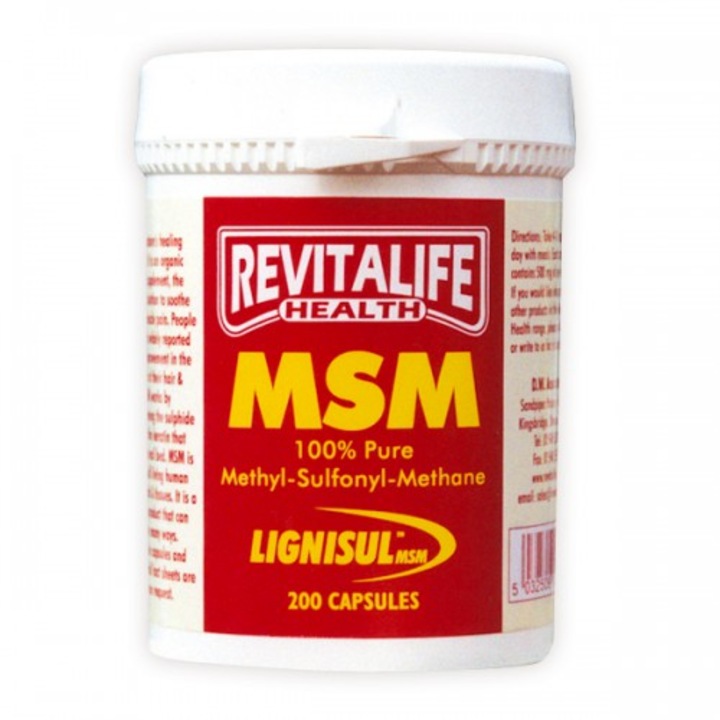 Supliment alimentar MSM 100% pur pentru suport articular, Revitalife Health, 200 capsule, 500 mg