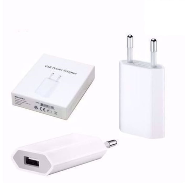 Зарядно устройство, съвместимо с Apple lightning за iPhone X / XS / XR / 8 / 8 Plus, 7 / 7 Plus, X / XS, 6 / 6s/6s Plus, 5 / 5s, мрежово зарядно устройство Apple, BBL373 MD813ZM A1400 USB 5W - Опаковка на едро