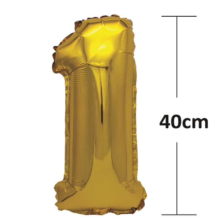 Фолиев балон златен металик, Mirific Party, номер 1, 40 см, златен