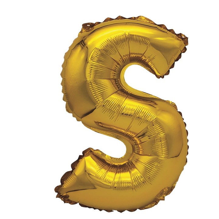 Фолиев балон златен металик, Mirific Party, буква S, 40 см, златен