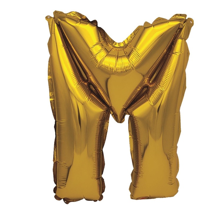 Балон златен металик Mirific Party, Фолио, Буква М, 80 см, Златист