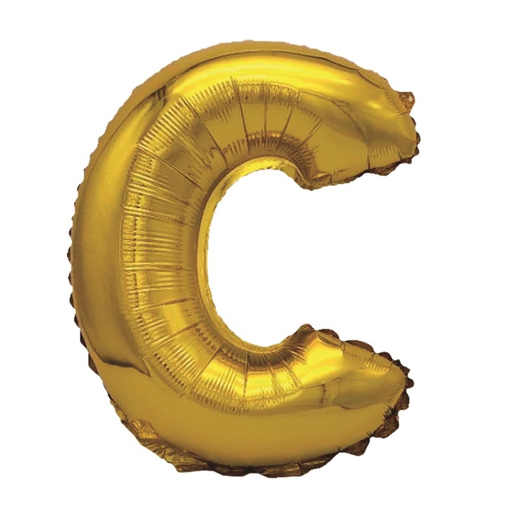 Балон златен металик Mirific Party, Фолио, Буква C, 80 см, Златист