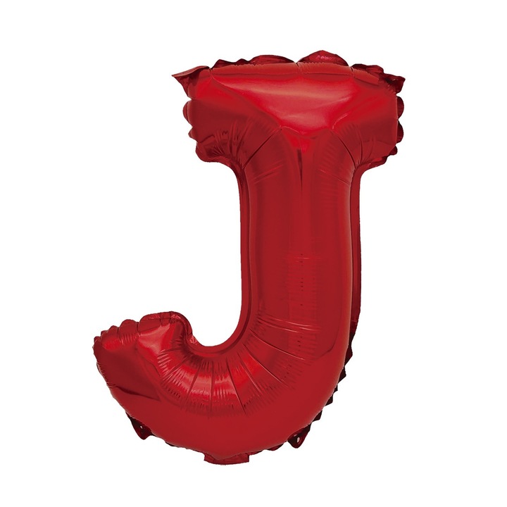 Фолиев балон металик, Mirific Party, буква J, 40 см, червен
