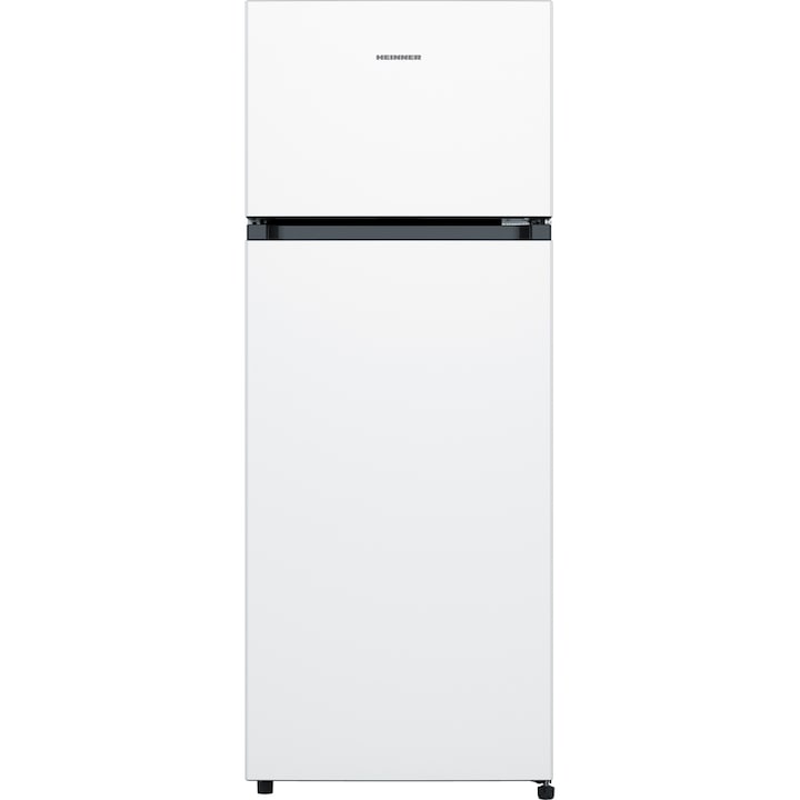 Хладилник с 2 врати Heinner HF-205F+, 205 л, Клас F, ILED осветление, 3 стъклени рафта, H 143.4 см, Бял