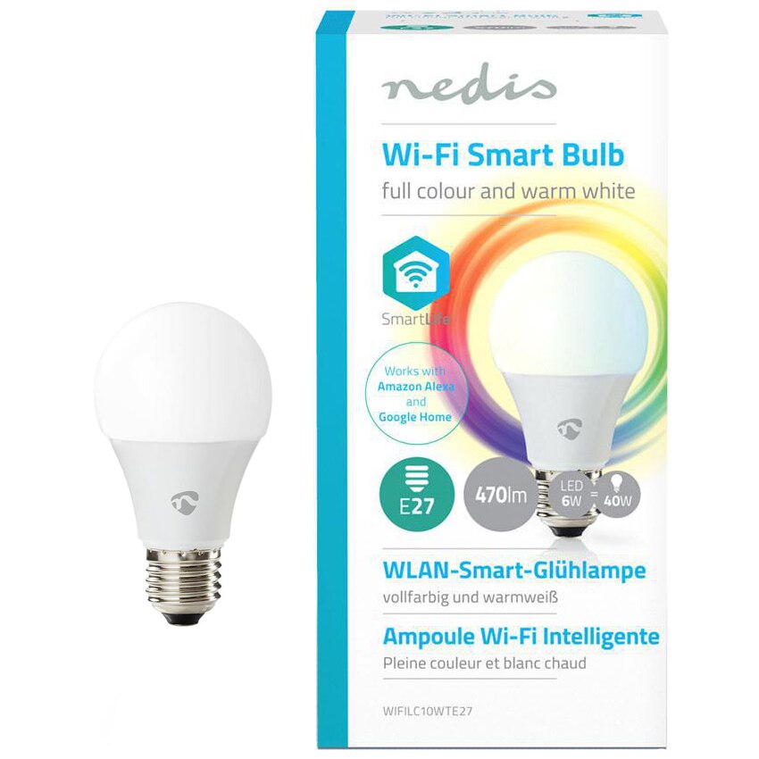 Nedis - Ampoule LED Intelligente Wi-Fi - Pleine Couleur et Blanc