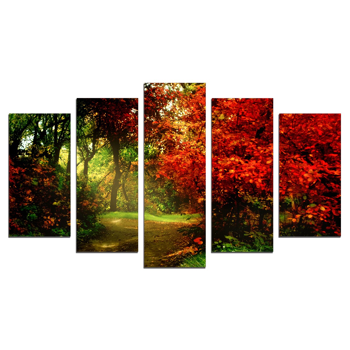 Set Tablouri Multicanvas 5 Piese, Peisaj forestier colorat,108х60 cm
