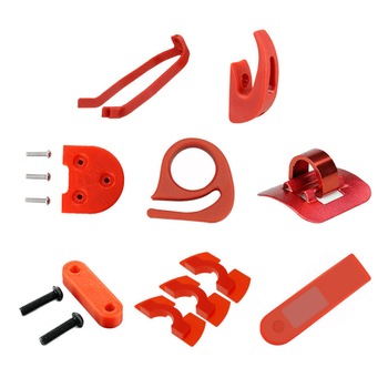 Set 8 piese pentru Xiaomi Mijia M365 suport aripa, carlig frontal, carlig pliere, inaltator aripa si cric, clips cabluri, 3 amortizoare, husa dashboard, rosu Set 8 piese pentru Xiaomi Mijia M365 suport aripa, carlig frontal, carlig pliere, inaltator aripa si cric, clips cabluri, 3 amortizoare, husa dashboard, rosu