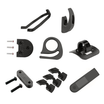 Set 8 piese pentru Xiaomi Mijia M365 suport aripa, carlig frontal, carlig pliere, inaltator aripa si cric, clips cabluri, 3 amortizoare, husa dashboard, negru Set 8 piese pentru Xiaomi Mijia M365 suport aripa, carlig frontal, carlig pliere, inaltator aripa si cric, clips cabluri, 3 amortizoare, husa dashboard, negru