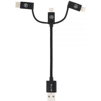 Cablu Braid 3 in 1 Tellur, 10cm, Negru Cablu Braid 3 in 1 Tellur, 10cm, Negru