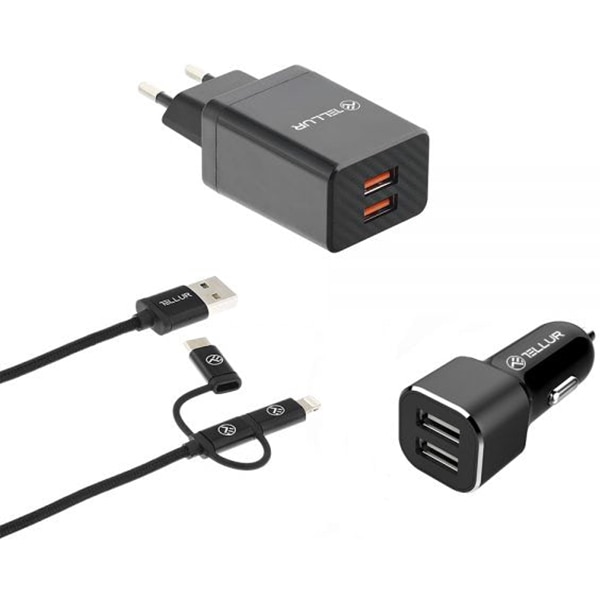 Kit incarcare 3in1 Tellur TCK2, Negru