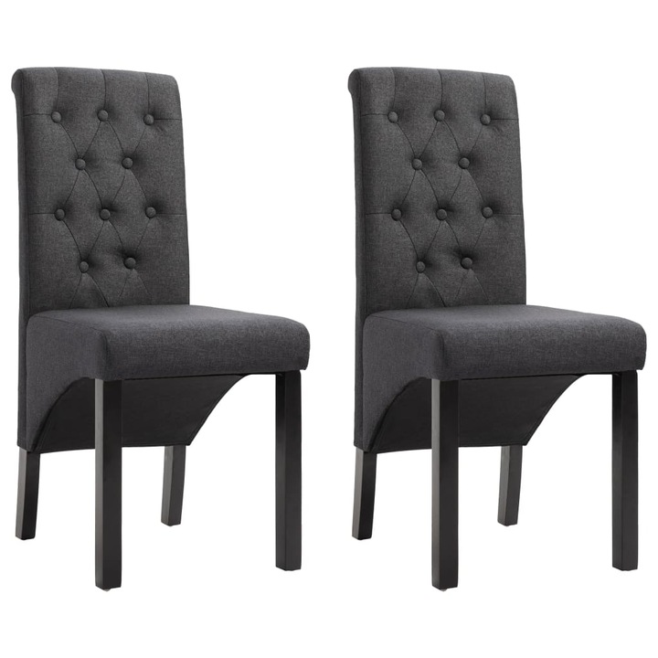 Set scaune de bucatarie vidaXL, 2 buc., gri inchis, material textil, 42 x 57 x 95 cm, 11.02 kg