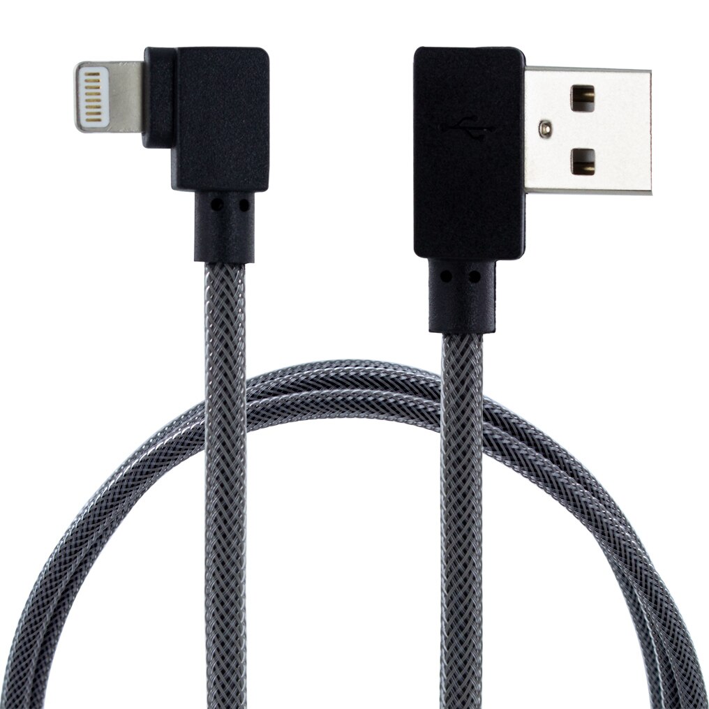 Cablu de incarcare si date Lightning to USB Angled pentru iPhone, black