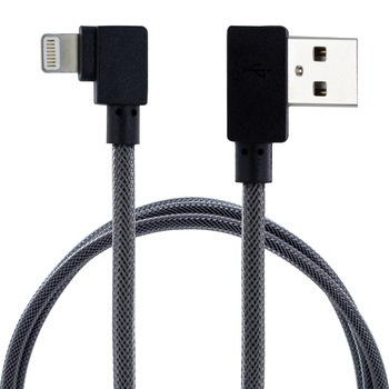 Cablu de incarcare si date Lightning to USB Angled pentru iPhone, black Cablu de incarcare si date Lightning to USB Angled pentru iPhone, black