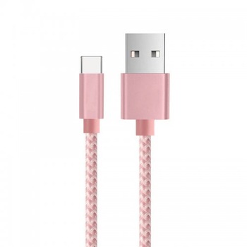 Cablu de incarcare/transfer date Type-C USB 3.1, 2M lungime, ranforsat, Roz, BBL1028 Cablu de incarcare/transfer date Type-C USB 3.1, 2M lungime, ranforsat, Roz, BBL1028