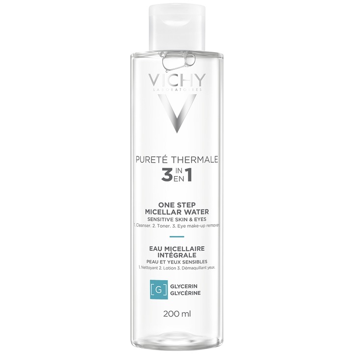 Мицеларна вода за почистване Vichy Purete Thermale за чувствителна кожа, 200 мл