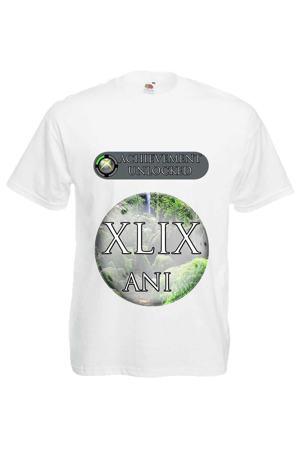 Tricou barbatesc personalizat Fruit of the loom mesaj aniversar achievement unlocked 49 ani,alb, Alb