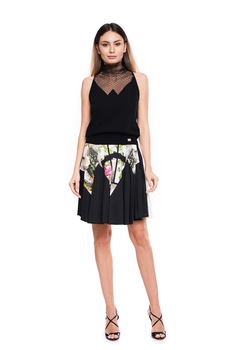Bluza cu insertie de voal, Roberto Cavalli Class, L-XL, neagra Bluza cu insertie de voal, Roberto Cavalli Class, L-XL, neagra