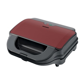 Sandwich maker Heinner SM-2H900BKS, 900 W, placi XL, 2 placi detasabile antiadezive: waffle, grill, Negru/Rosu Sandwich maker Heinner SM-2H900BKS, 900 W, placi XL, 2 placi detasabile antiadezive: waffle, grill, Negru/Rosu