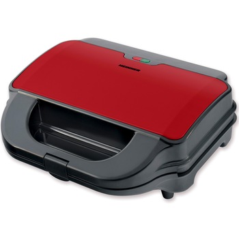 Sandwich & waffle maker Heinner Crispy Morning SM-2H900BKS, 900W, placi XL detasabile antiaderente, grill si gofre, negru/rosu