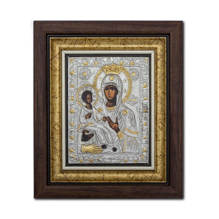 Icoana argintata - Maica Domnului cu 3 Maini - Trihirussa 27x32 cm K701-029