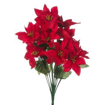 Buchet de flori rosii de Craciun, DecorCasa, 53 cm Buchet de flori rosii de Craciun, DecorCasa, 53 cm
