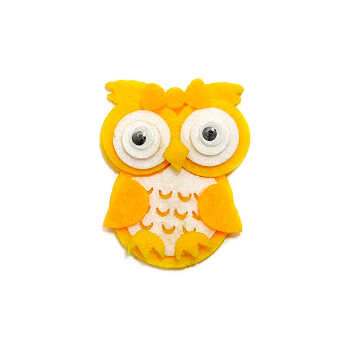 Figurina fetru - bufnita galbena, 5 cm