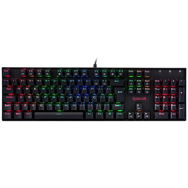 Tastatura gaming, Redragon, Limba maghiara, Negru