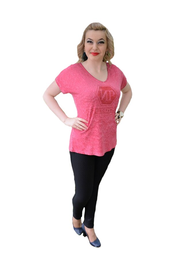 Tricou fashion , croiala simpla si cristale chic,D&J Exclussive, Marsala