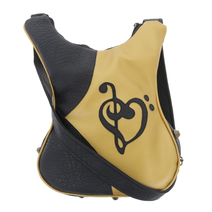 Geanta aurie din piele ecologica, Geanta musicala, 35x27x7 cm, Solbags