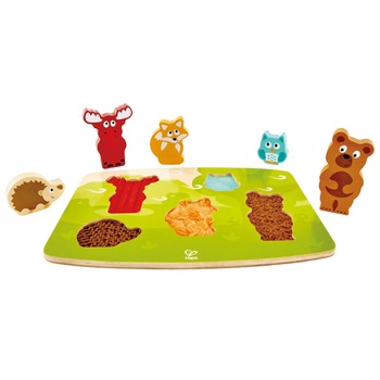 Puzzle din lemn si recunoaste animalele din padure - Hape Puzzle din lemn si recunoaste animalele din padure - Hape