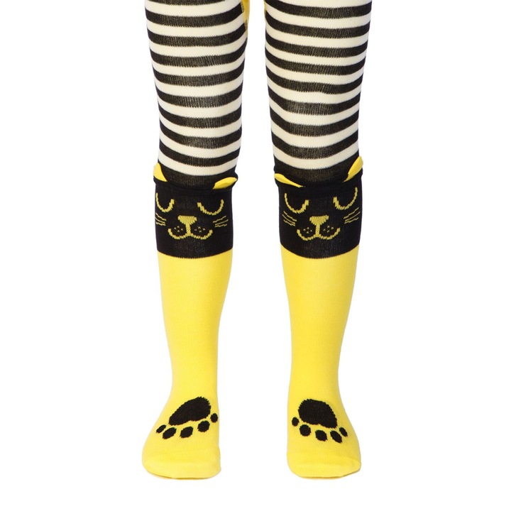 Ciorapi haiosi pentru copii din bumbac, CK Tip-Top, Galben