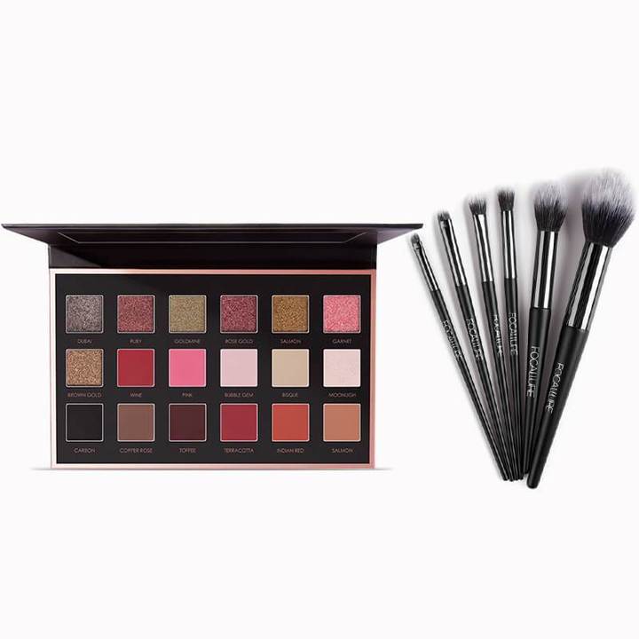 Pachet Trusa fard Focallure Your Favors Bright Lux + Set pensule machiaj Focallure