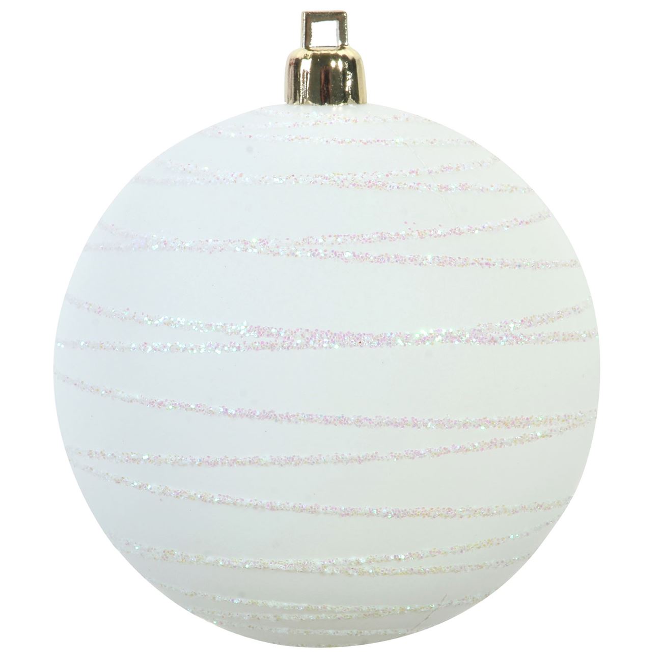 Set 6 globuri lucioase albe de Craciun, DecorCasa, 9 cm