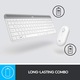Vezeték nélküli billentyűzet + egérkészlet Logitech MK470, Slim, elrendezés US INTL, fehér