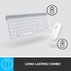 Vezeték nélküli billentyűzet + egérkészlet Logitech MK470, Slim, elrendezés US INTL, fehér