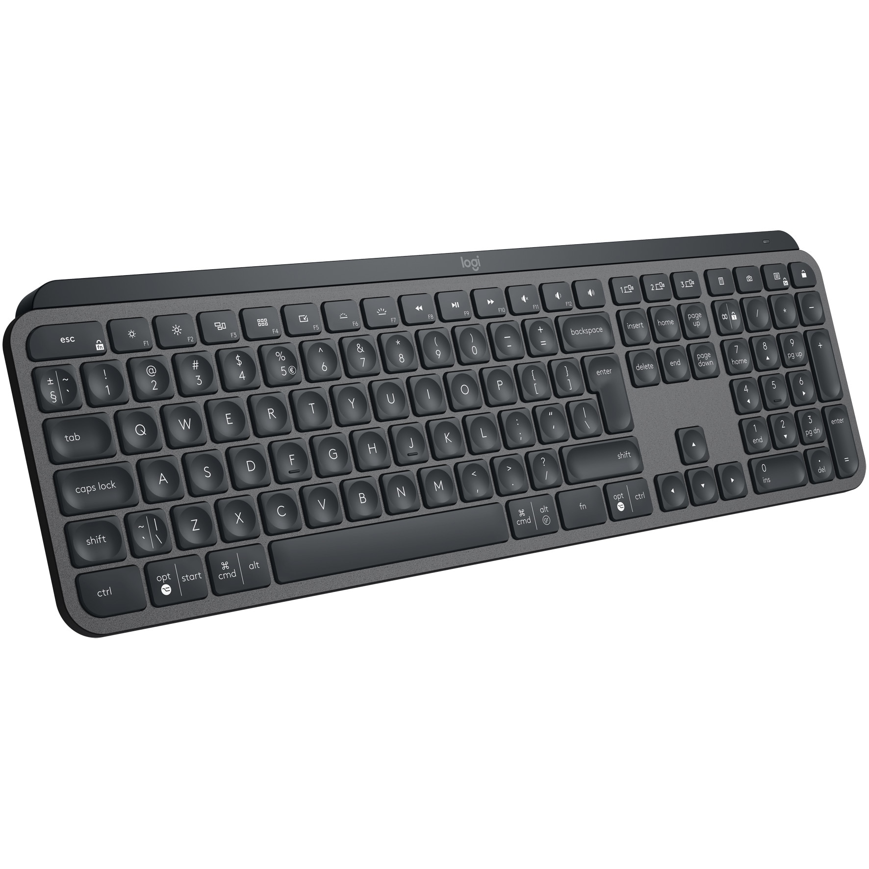 Tastatura wireless Logitech MX Keys Advanced, Iluminare, US INTL layout, Graphite