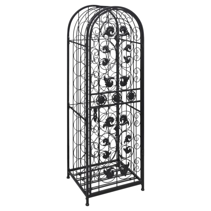 Suport sticle de vin, vidaXL, Fier, Negru, 45 x 35,7 x 133,5 cm
