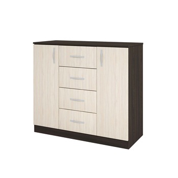 Comoda 2 Usi + 4 Sertare, 100x43.5x91 Cm, Culoare Wenge/Astra, Pal Comoda 2 Usi + 4 Sertare, 100x43.5x91 Cm, Culoare Wenge/Astra, Pal