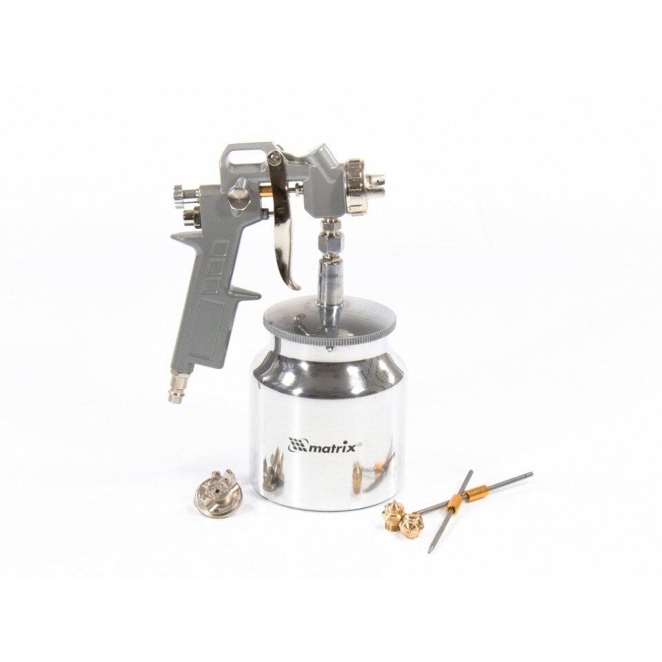 Pistol pneumatic pentru vopsit, rezervor 0.75 ml, diametru duze 1.2, 1.5 si 1.8 mm, MTX Profesional