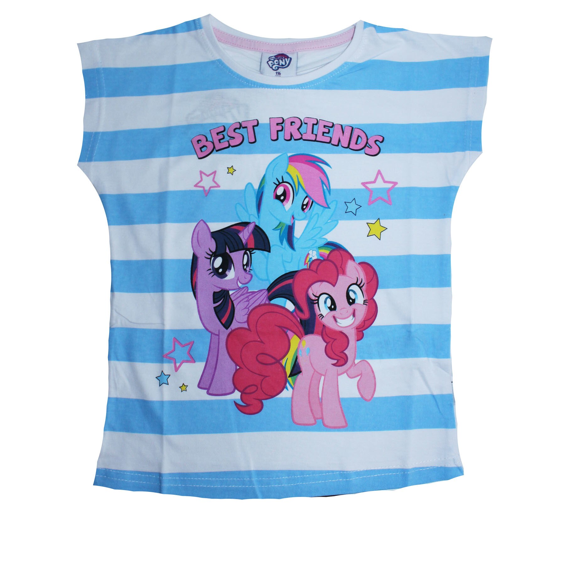 Tricou albastru cu dungi, Best friends 98 cm