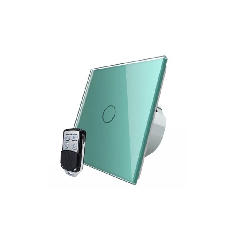 Intrerupator simplu cu touch Livolo, Wireless, Telecomanda inclusa, Verde
