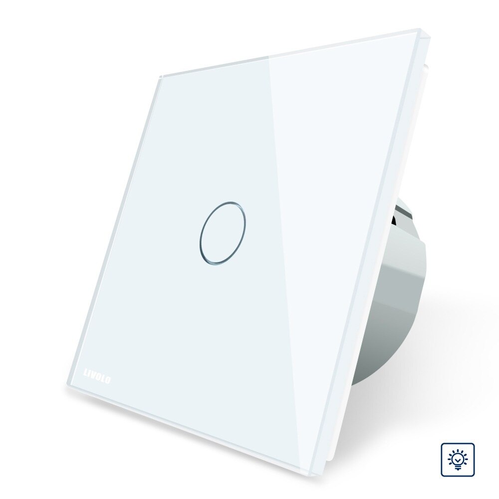 Intrerupator cu variator cu touch Livolo din sticla, Alb