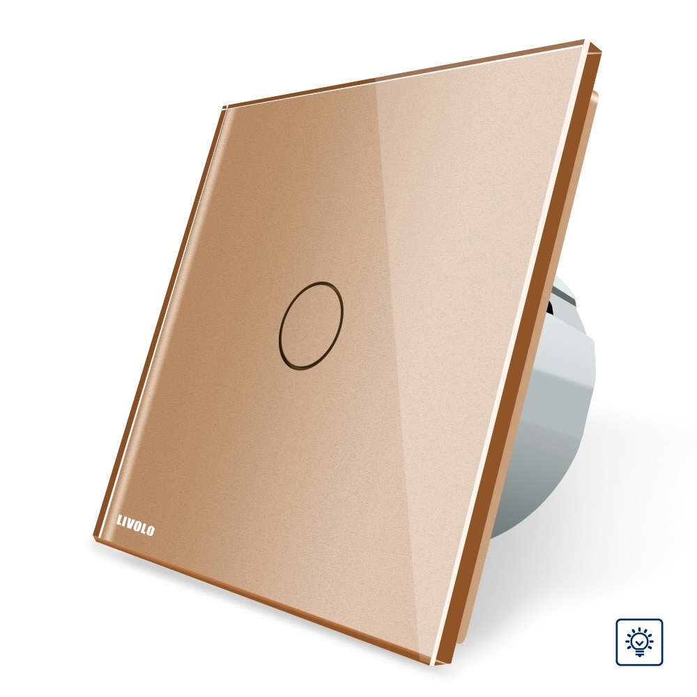 Intrerupator cu variator cu touch Livolo din sticla, Auriu