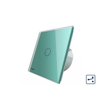 Intrerupator simplu cap-scara cap-cruce cu touch Livolo, din sticla, Verde Intrerupator simplu cap-scara cap-cruce cu touch Livolo, din sticla, Verde
