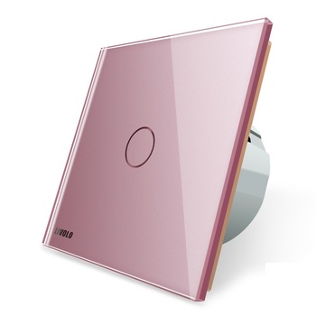 Intrerupator simplu cap scara/cap cruce cu touch Livolo din sticla - protocol ZigBee, Roz Intrerupator simplu cap scara/cap cruce cu touch Livolo din sticla - protocol ZigBee, Roz