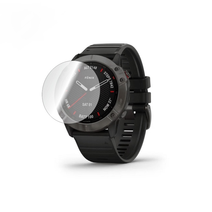 Folie Smart Protection Smartwatch Garmin Fenix 6X display, doua folii fullscreen pentru ecran incluse in pachet+Smart Spray®, Smart Squeegee®, microfibra si intructiuni instalare incluse
