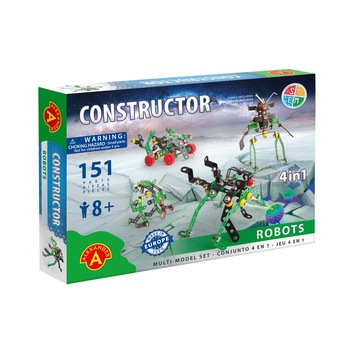 Set constructie, Alexander, 151 piese metalice Constructor Roboti 4in1 Set constructie, Alexander, 151 piese metalice Constructor Roboti 4in1